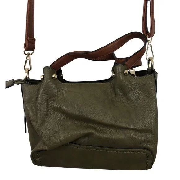 Olive Green Simply Noelle Convertible Faux Leather Crossbody Bag - Picture 5 of 12